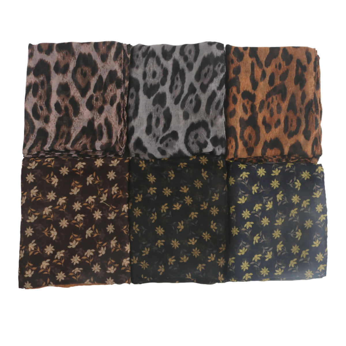 Printed Classic Leopard Pattern Flat Women's Toe Cap Scarf Silk Scarf