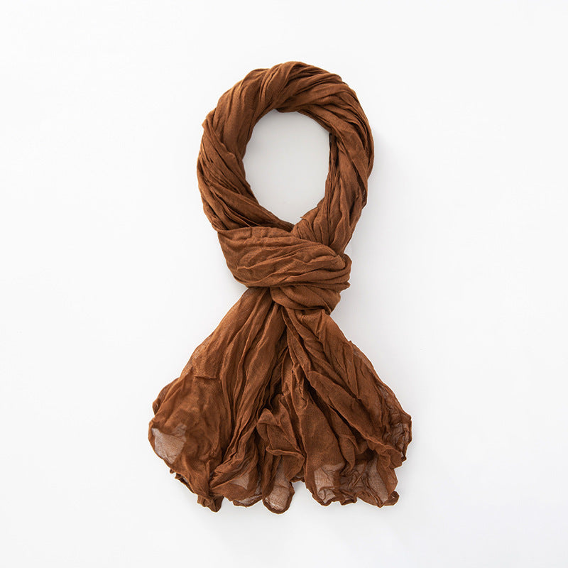 Women's Natural Wrinkle Pure Linen Scarf Shawl