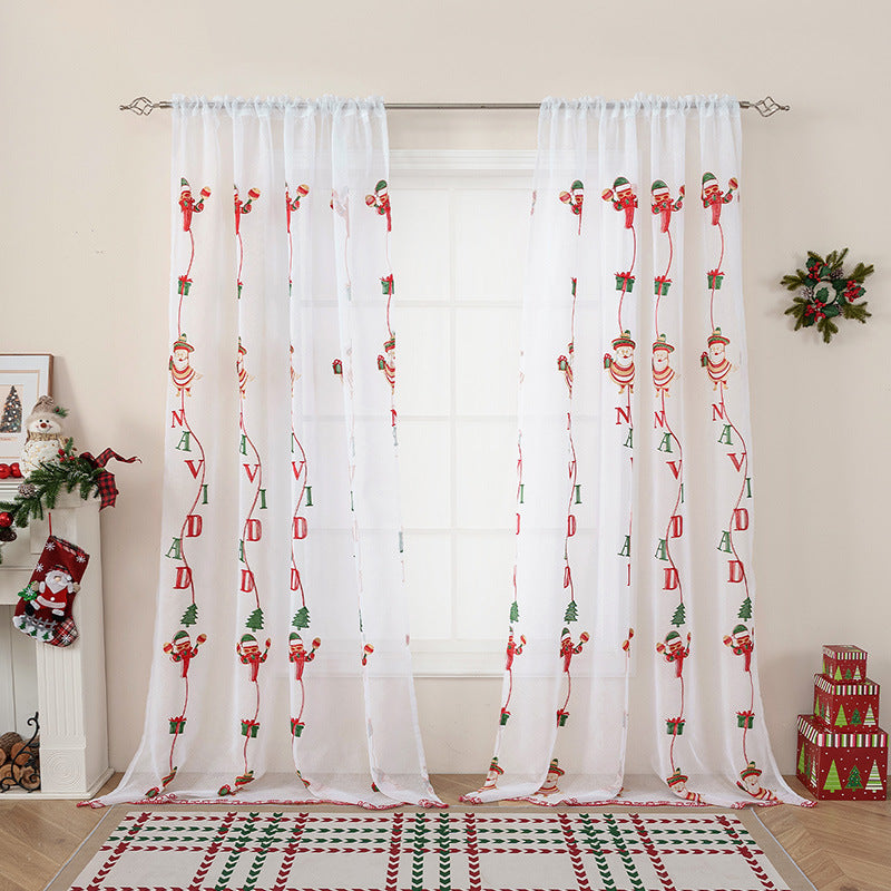 New American Christmas Curtain Christmas Tree Embroidery