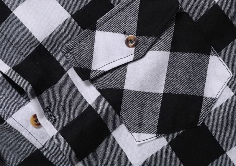 A Long - sleeved Pocket Checked Shirt With A Lapel For Young Men In Autumn And - Eshtree