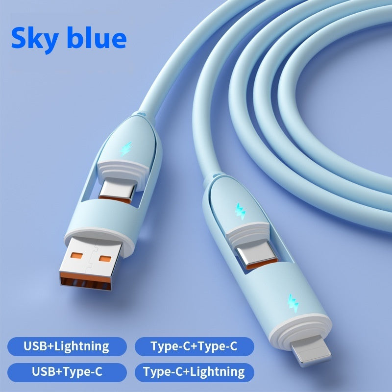 Four-in-one Silicone Fast Charge Data Cable