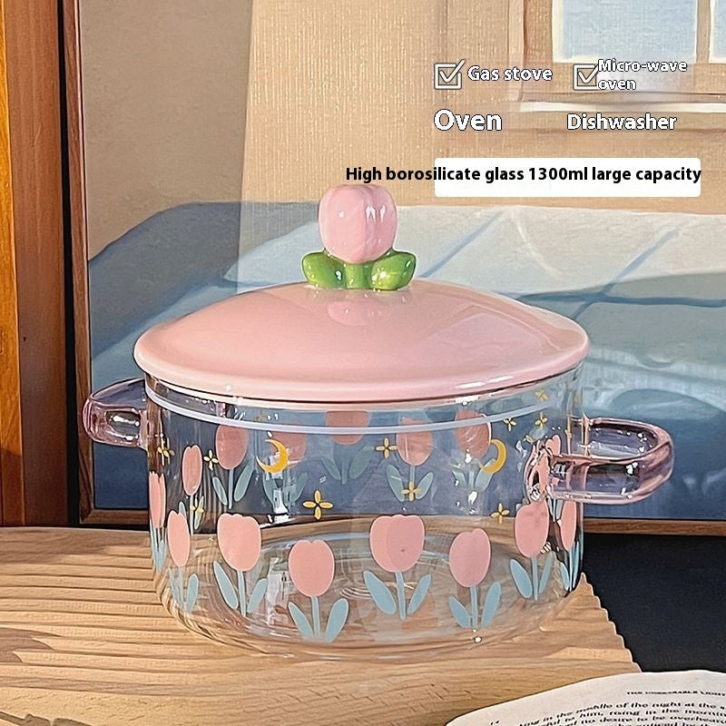 Good-looking Large Capacity Glass Instant Noodle Bowl