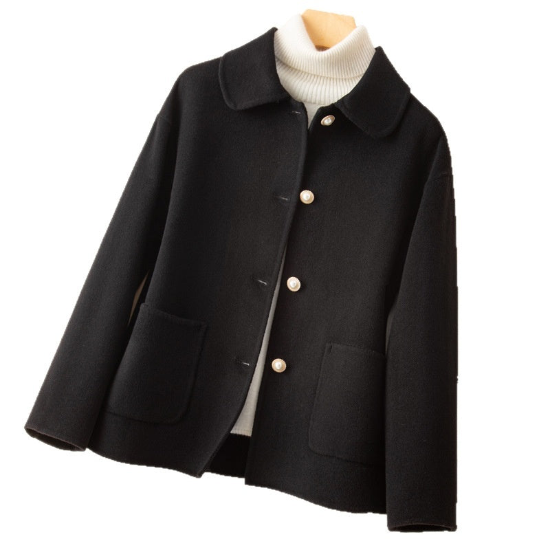 Double-sided Cashmere Short Doll Collar Classic Style Woolen Coat