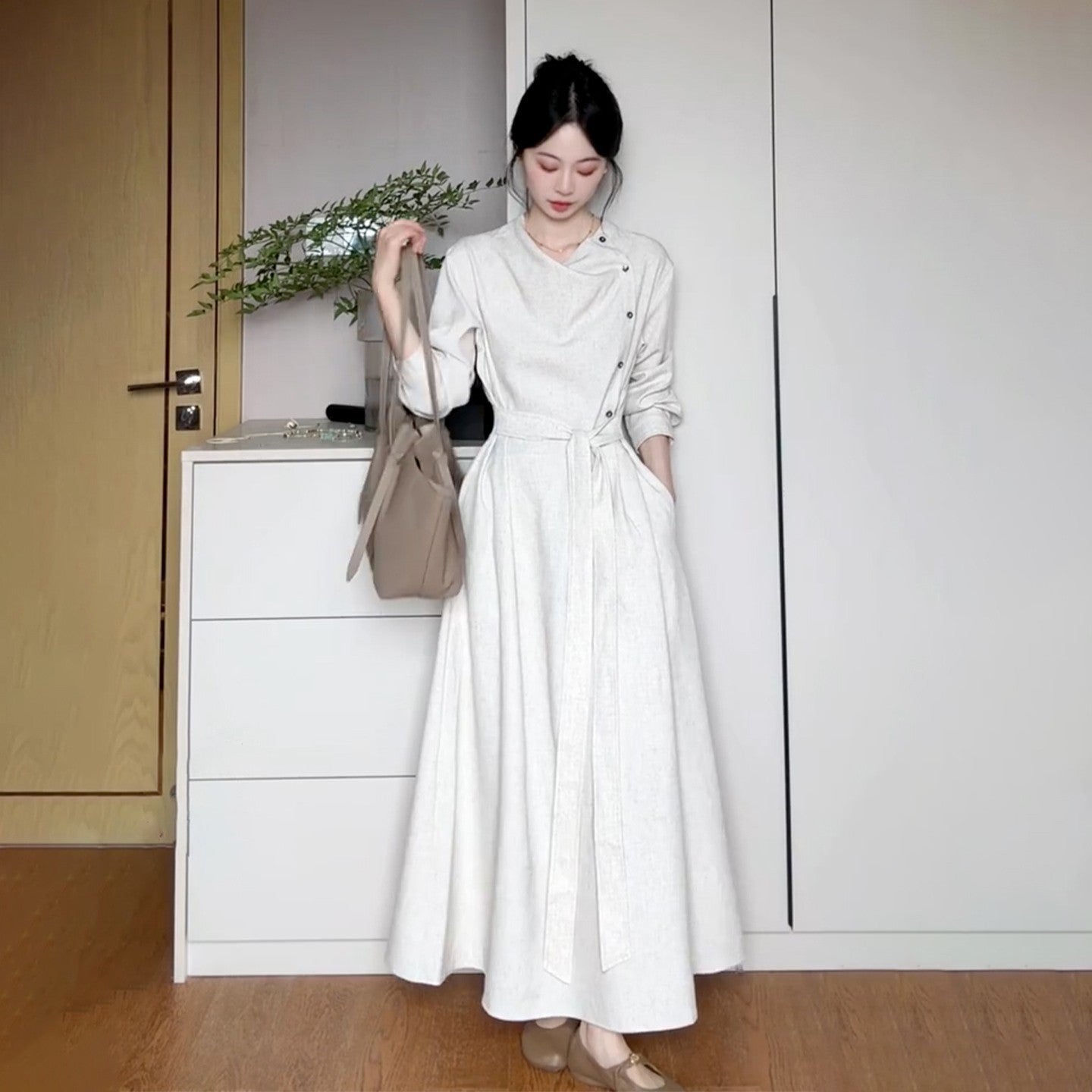 Premium Strapped Long Sleeve Dress For Women