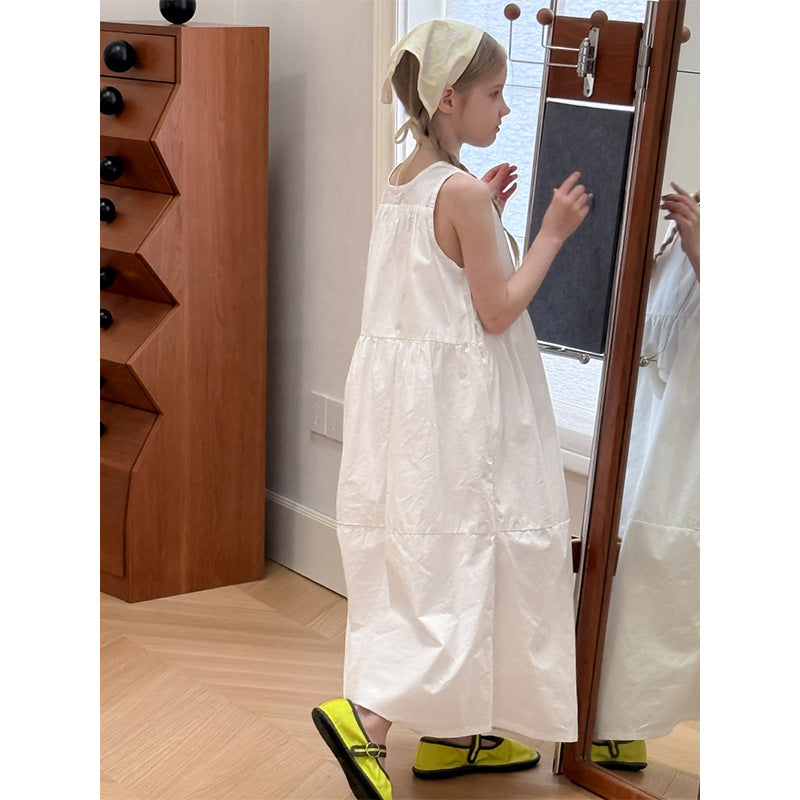 New Girls White Suspender French Dress