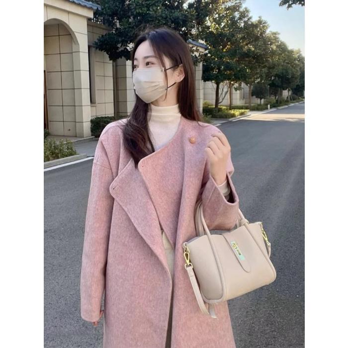 New Korean Style Small Loose Slimming Woolen Overcoat
