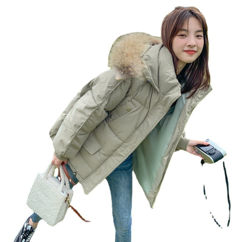 Short Large Fur Collar Cotton Coat