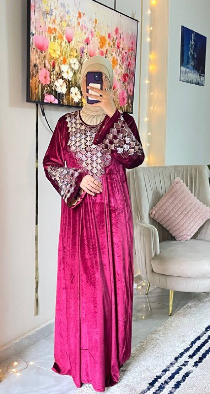 عباية استقبال فاخرة بخامة القطيفة الفرنساوي - Eshtree