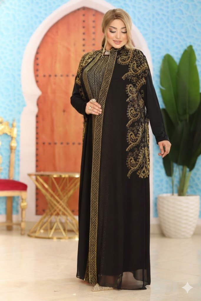 عباية فاخرة بتصميم ملكي وتفاصيل تطريز راقية - Eshtree
