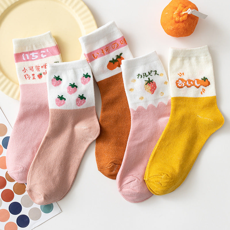 Female Cartoon Fruit Thigh High Socks