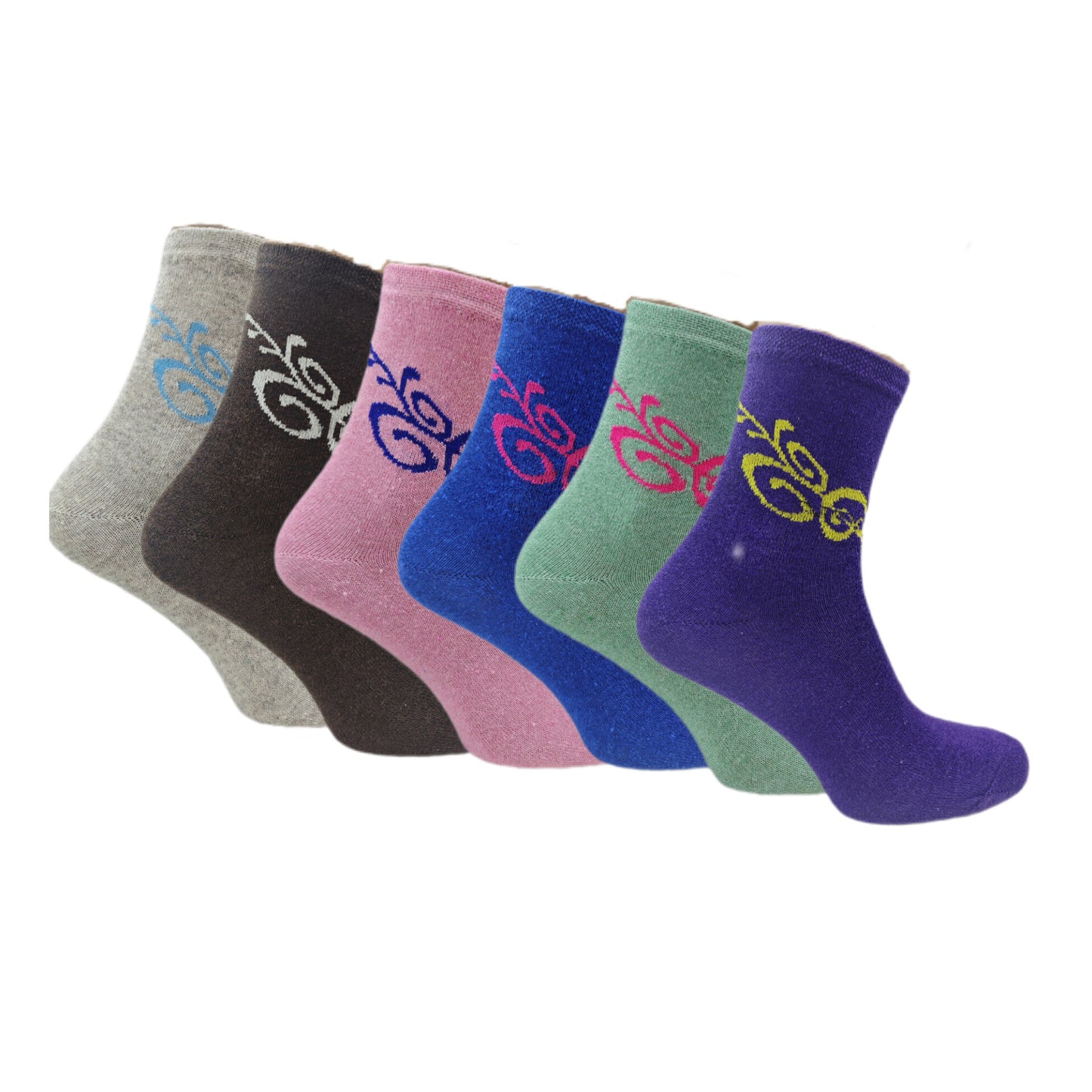 Womens Colourful Patterned Tattoo Socks Pack Of 6 12 24 Pairs