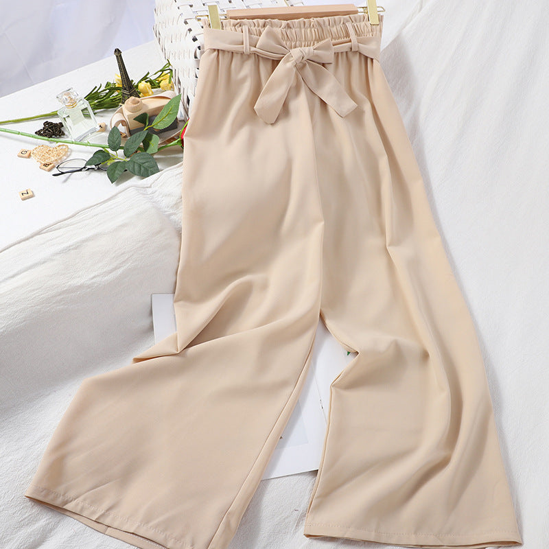 Fashion Banding Bud Elastic Waist Solid Color Casual Pants