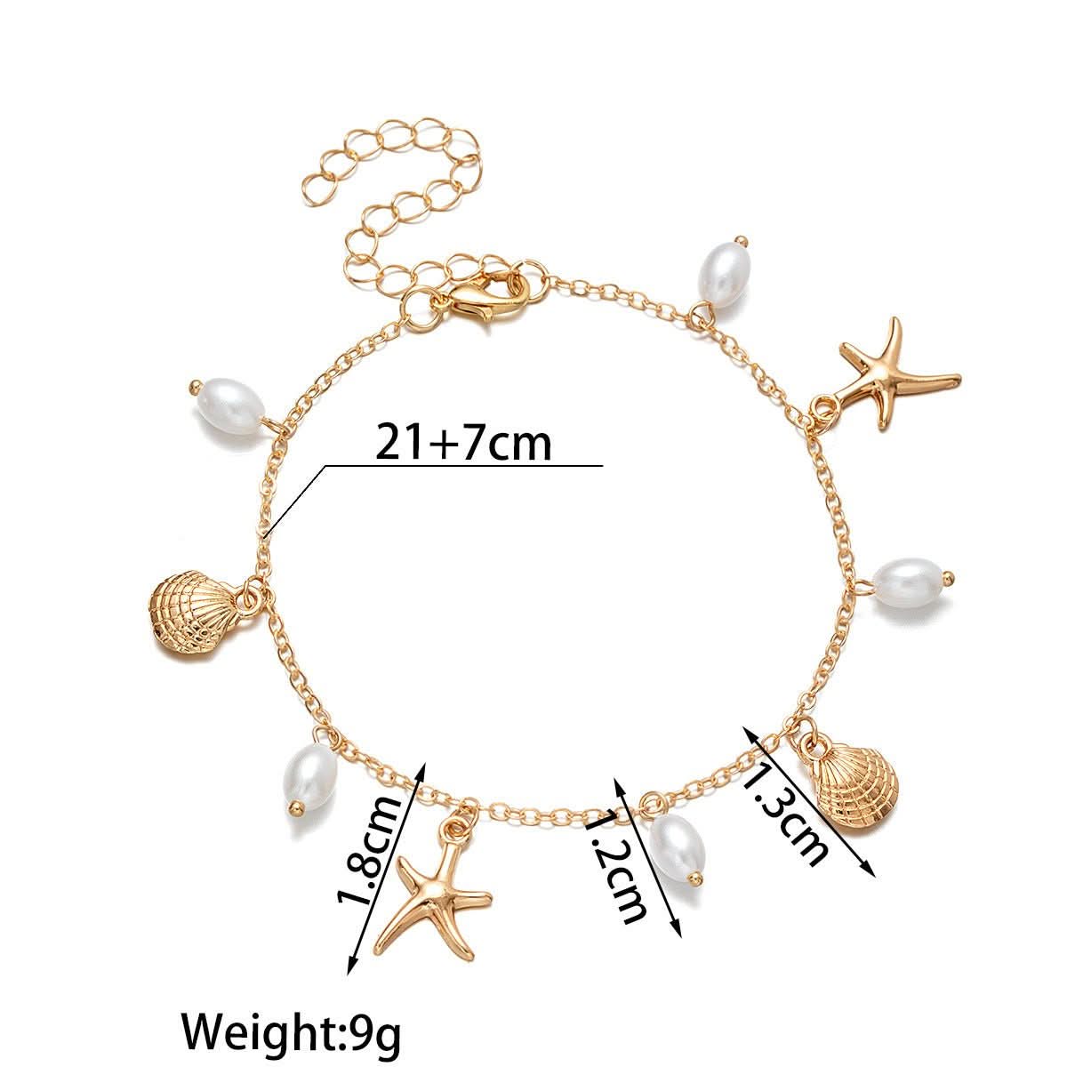 Adjustable Alloy Starfish Pendant Anklet For Women - Eshtree