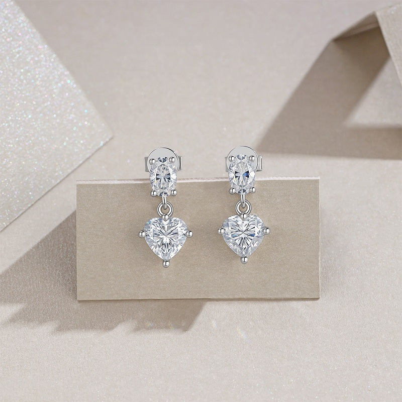 Top-quality Moissanite Luxury And Fashionable Light Luxury Jewelry Silver Stud Earrings S925 Silver Plated Platinum