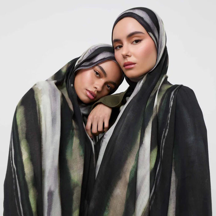 Watercolor Series Satin Polyester Ethnic Shawl