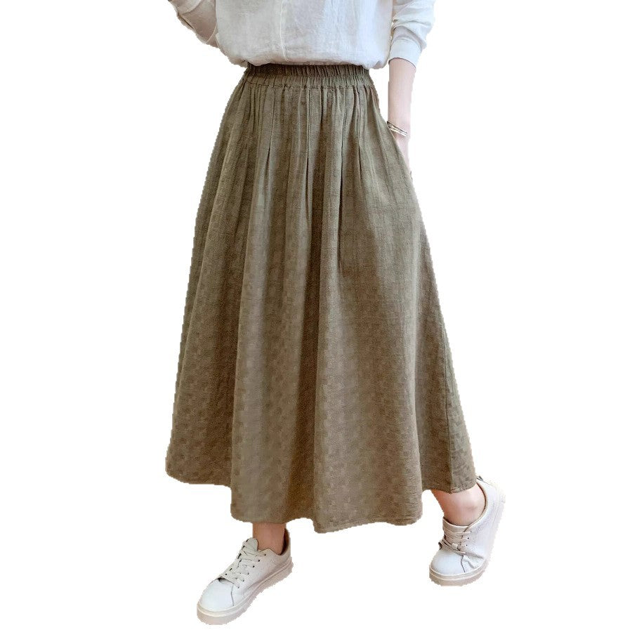 Womens Flared A-Line Artistic Retro High-Waisted Skirt