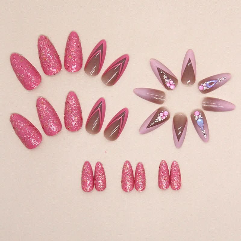Almond Double French Fake Nails - Eshtree