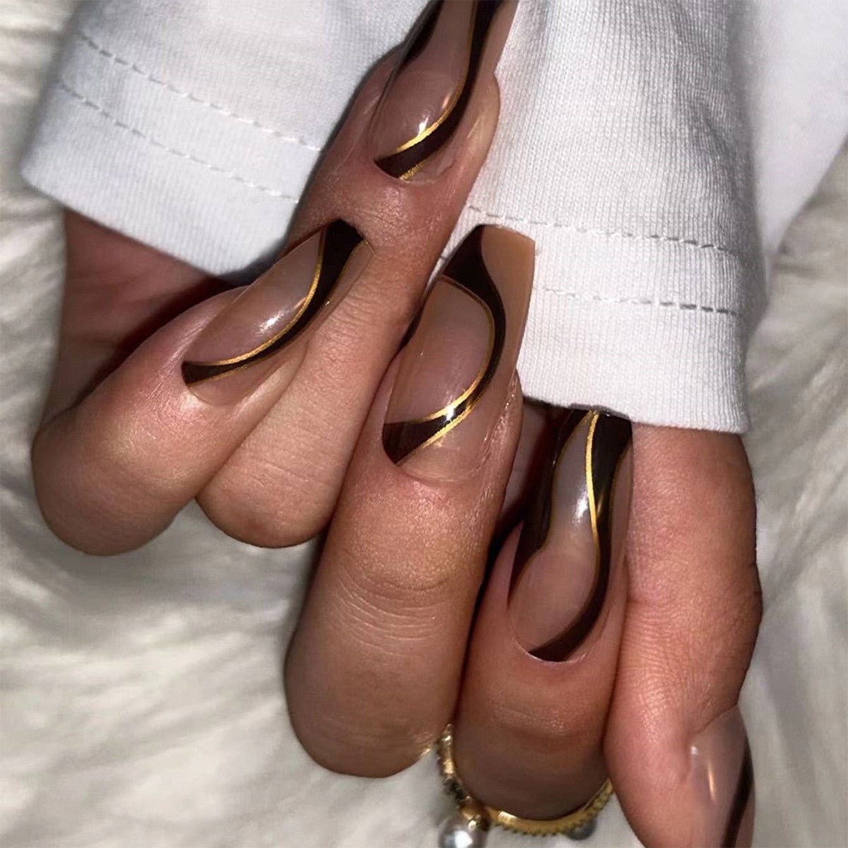 Almond Wear Nail Simple Frosted Glossy Fake Nail Tip - Eshtree