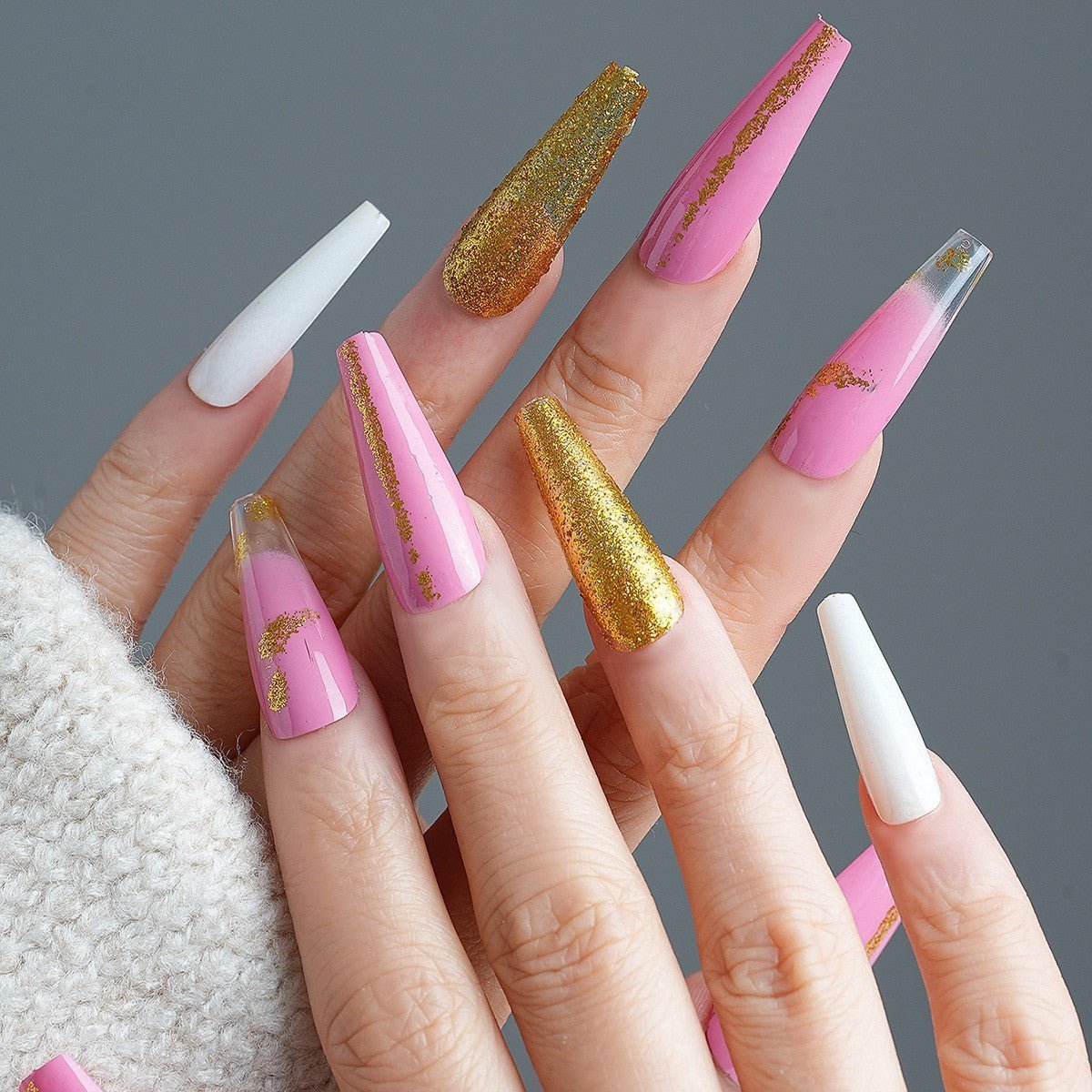 Almond Wear Nail Simple Frosted Glossy Fake Nail Tip - Eshtree