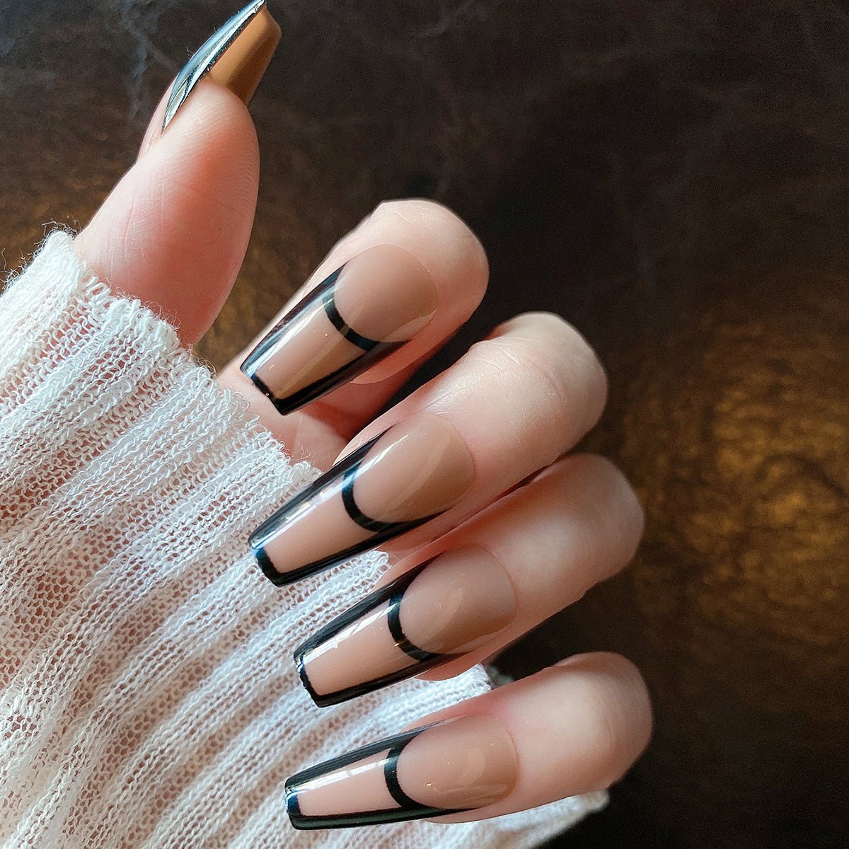 Almond Wear Nail Simple Frosted Glossy Fake Nail Tip - Eshtree