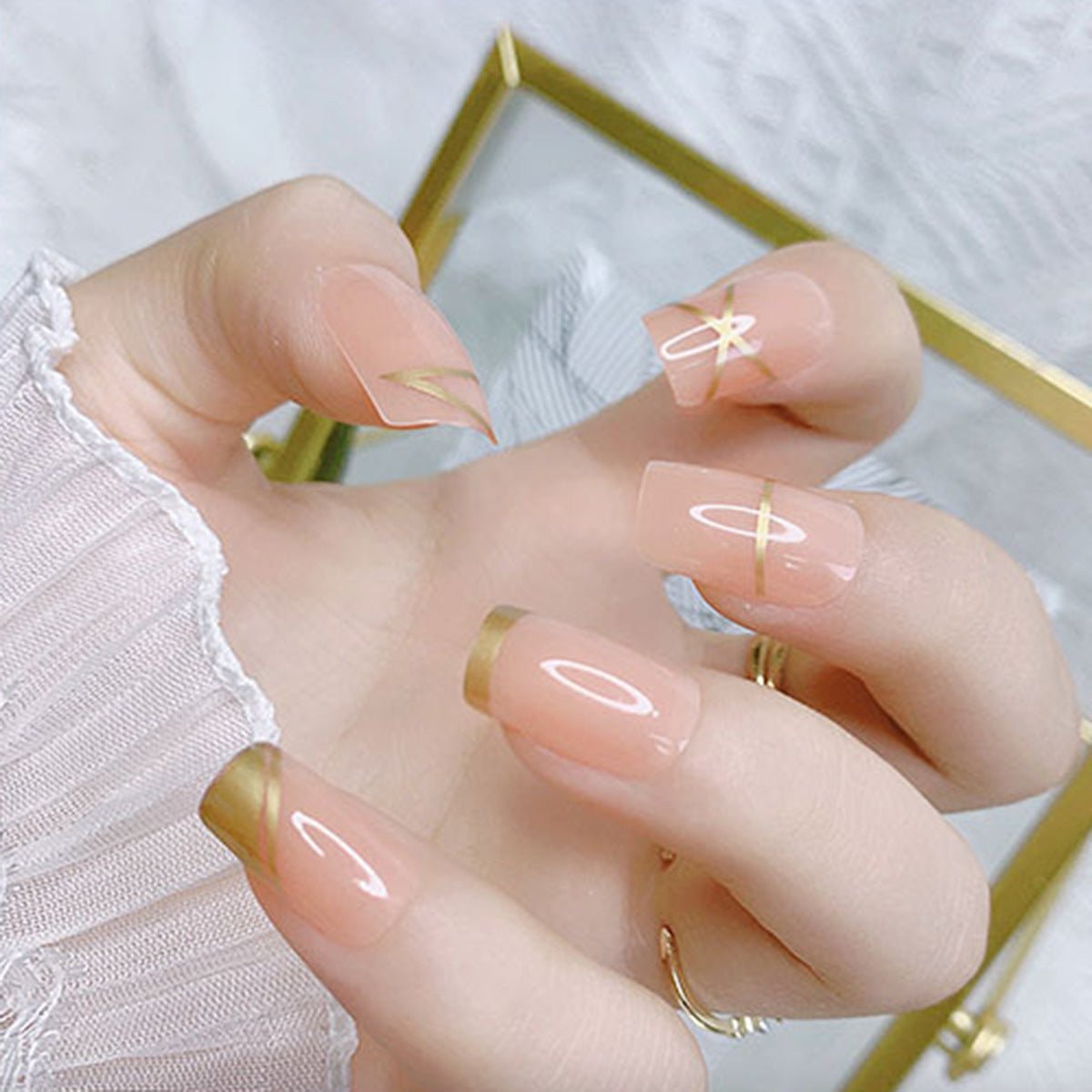 Almond Wear Nail Simple Frosted Glossy Fake Nail Tip - Eshtree