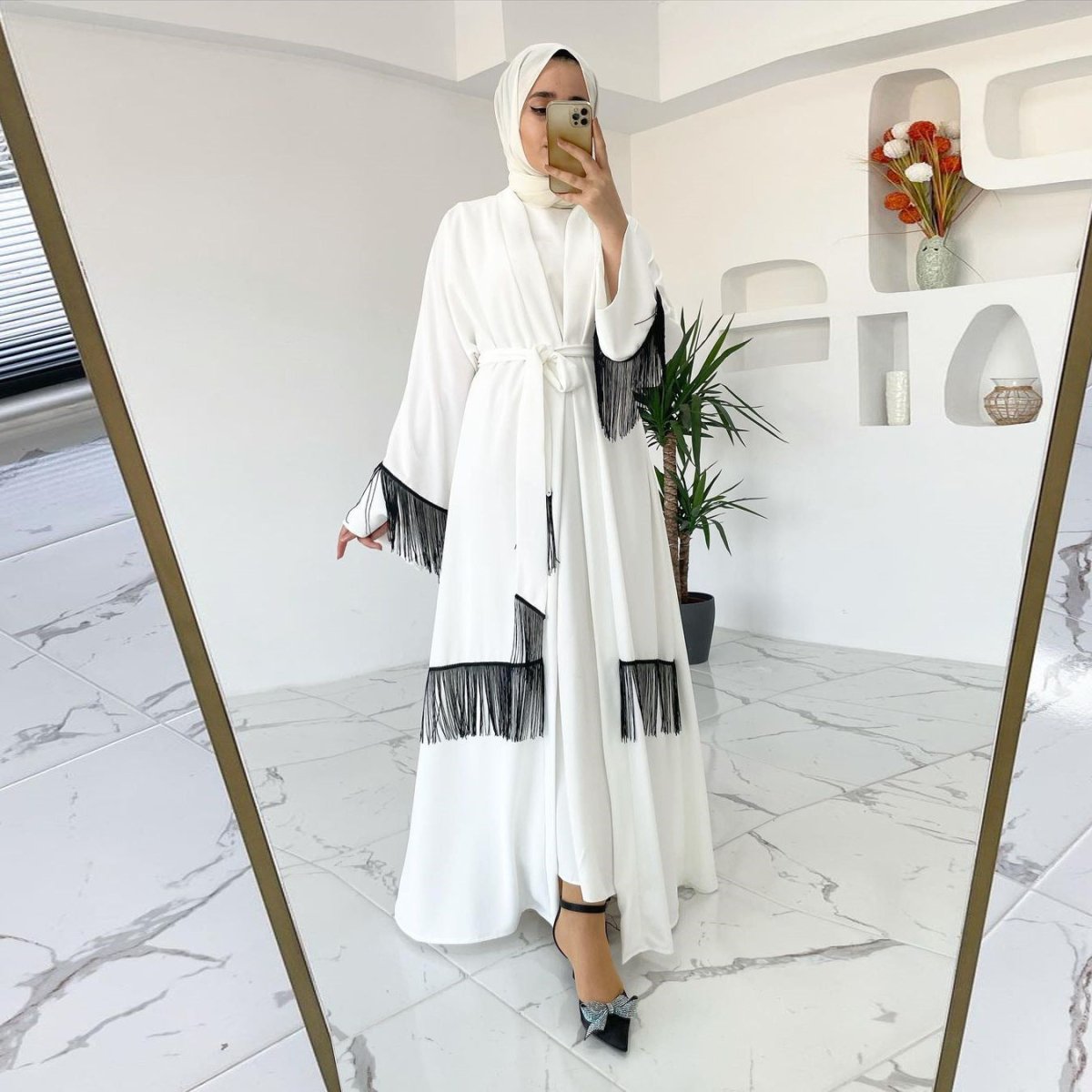 Arab Dubai Ethnic Clothes Middle East Abaya Coat Tassle Fashion Dress - Eshtree