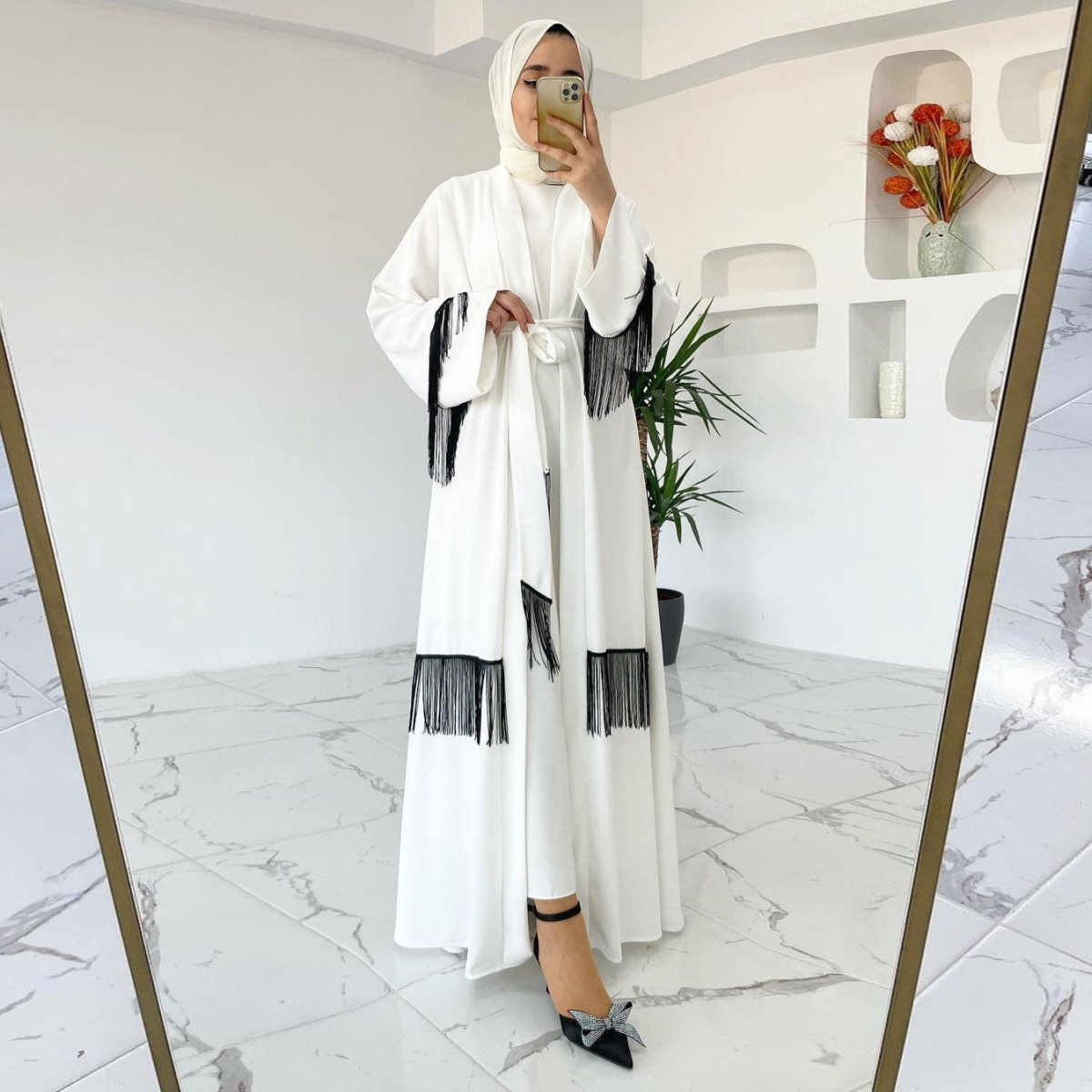 Arab Dubai Ethnic Clothes Middle East Abaya Coat Tassle Fashion Dress - Eshtree