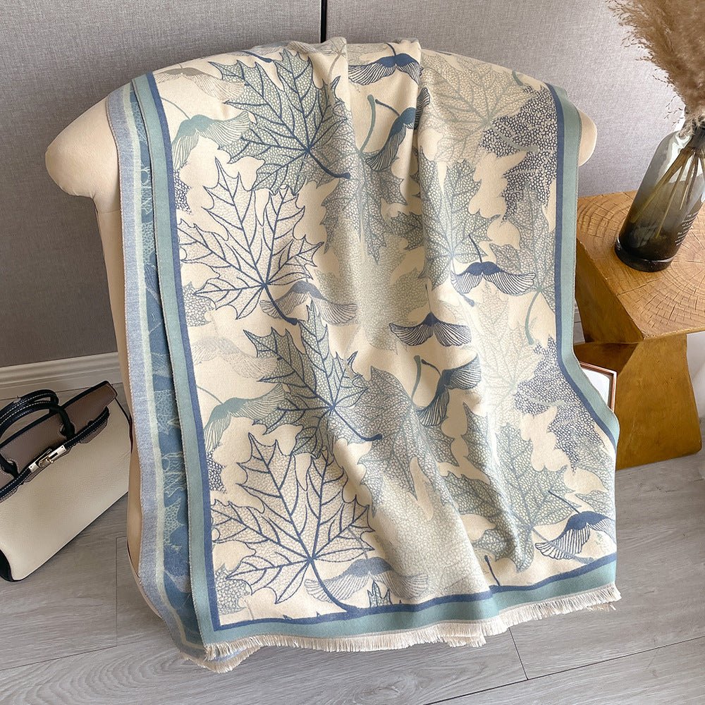 Artificial Cashmere Scarf Women's Elegant New Maple Leaf Printed Shawl - Eshtree