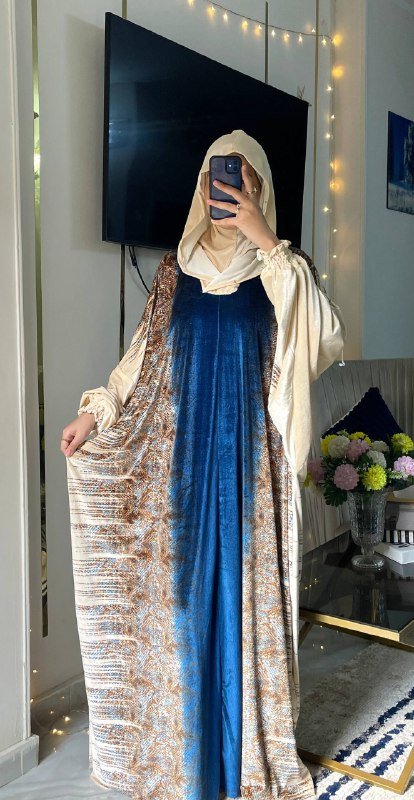 إسدال صلاة حريمي بخامة قطيفة فرنساوي تيجر - Eshtree