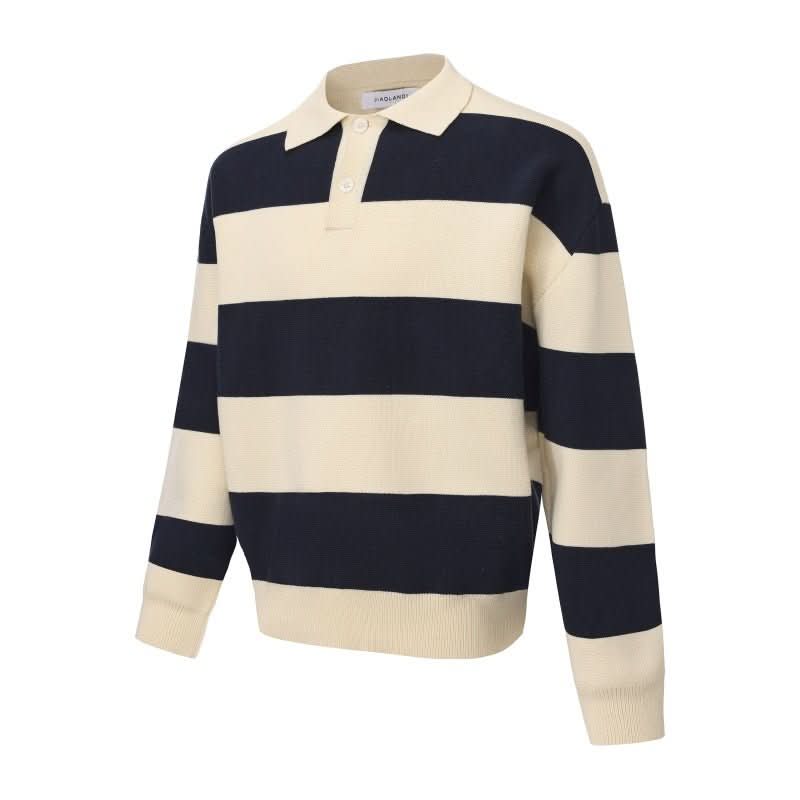 Autumn And Winter Basic Korean - style Loose Blue And White Striped Versatile Loose Sweater - Eshtree