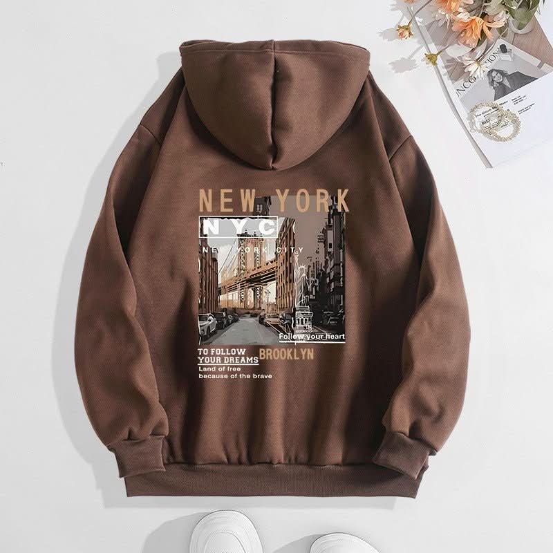 Autumn And Winter Printing Hooded Fleece - lined Women's Sweater - Eshtree