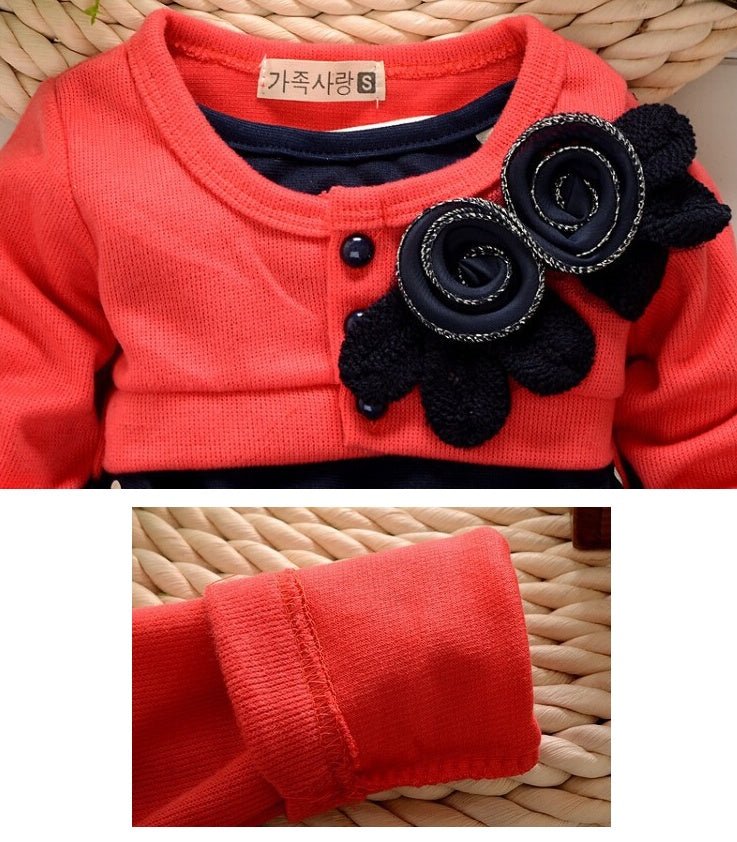 Autumn new children's long - sleeved cartoon wave point children's skirt girls cute print children's clothing Korean casual children's clothing - Eshtree