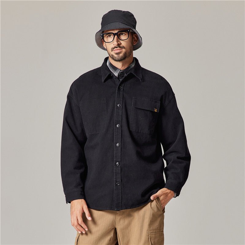 Autumn Overalls Coat Men's American Retro Heavy Cotton Long Sleeve Shirt - Eshtree