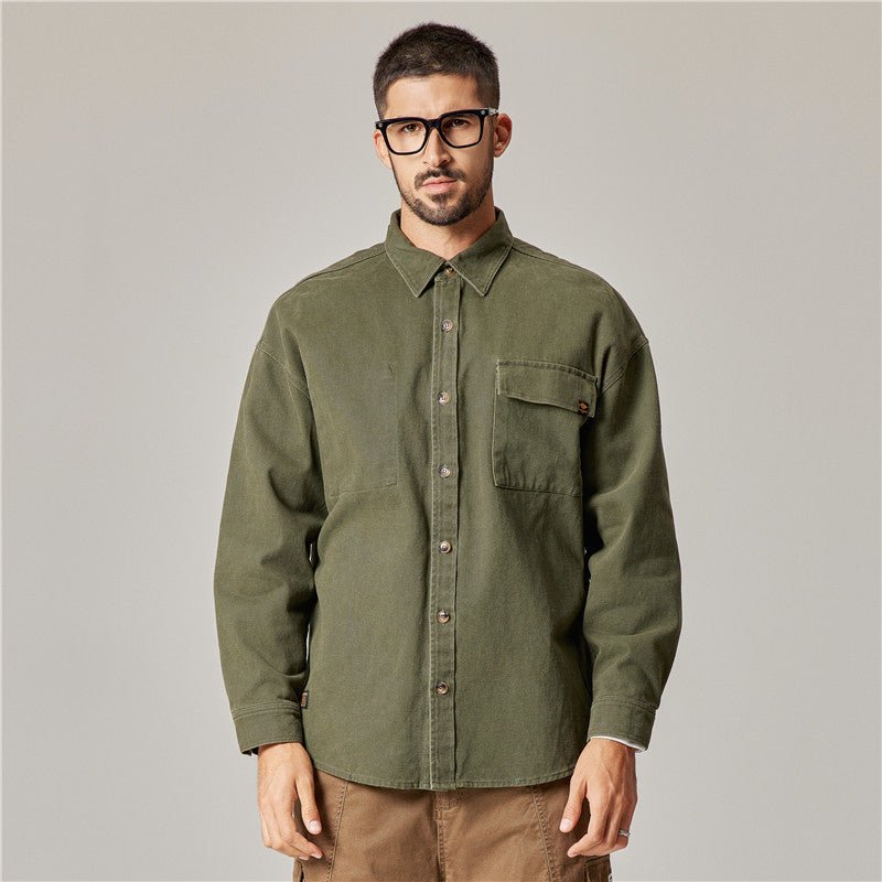 Autumn Overalls Coat Men's American Retro Heavy Cotton Long Sleeve Shirt - Eshtree