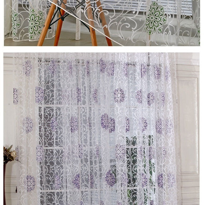Finished Offset European-style Floral Ball Bedroom Non-shading Curtain