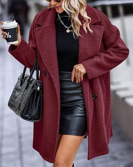 Fashion Button Pocket Long Sleeve Plush Women's Coat