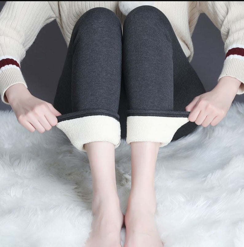 Women's Autumn And Winter Plus Velvet Warm Pants Lamb Velvet Leggings