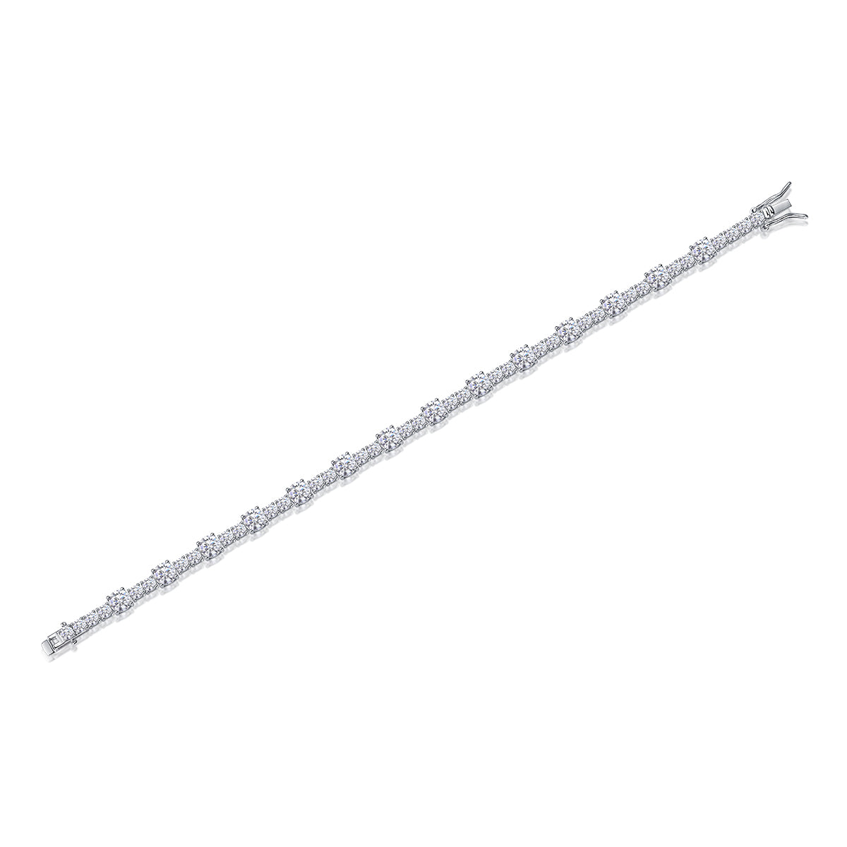 Set With Top-quality Moissanite, This Luxurious And Fashionable Light Luxury Trend Jewelry Silver Bracelet Is Made Of S925 Silver Electroplated With Platinum