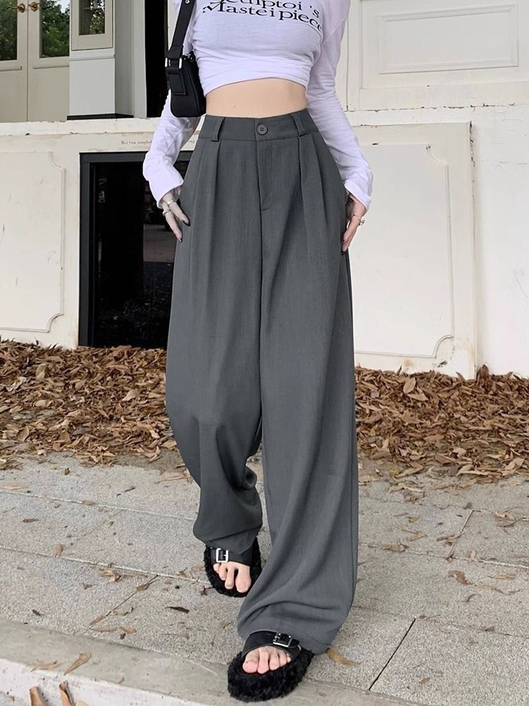 Loose, Casual, Stylish, Slimming Straight-leg Wide-leg Trousers