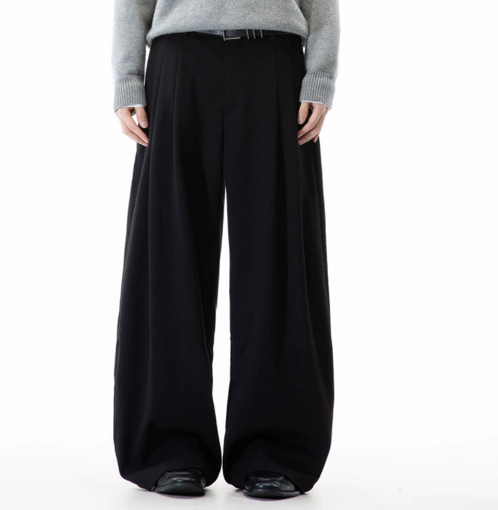 Loose Straight Leg Pleated Pants For Fall And Winter