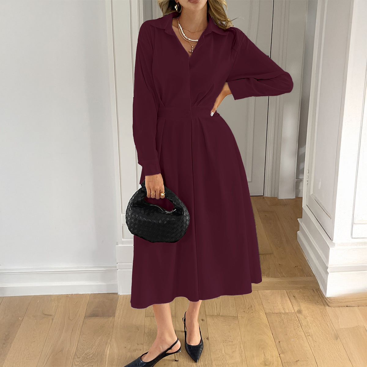 Resort-style Cardigan Long Sleeve Maxi Dress For Women