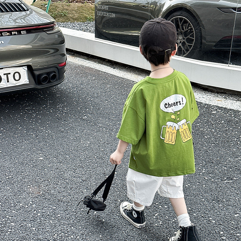 Summer Loose Round Neck Boys' Sports T-shirt