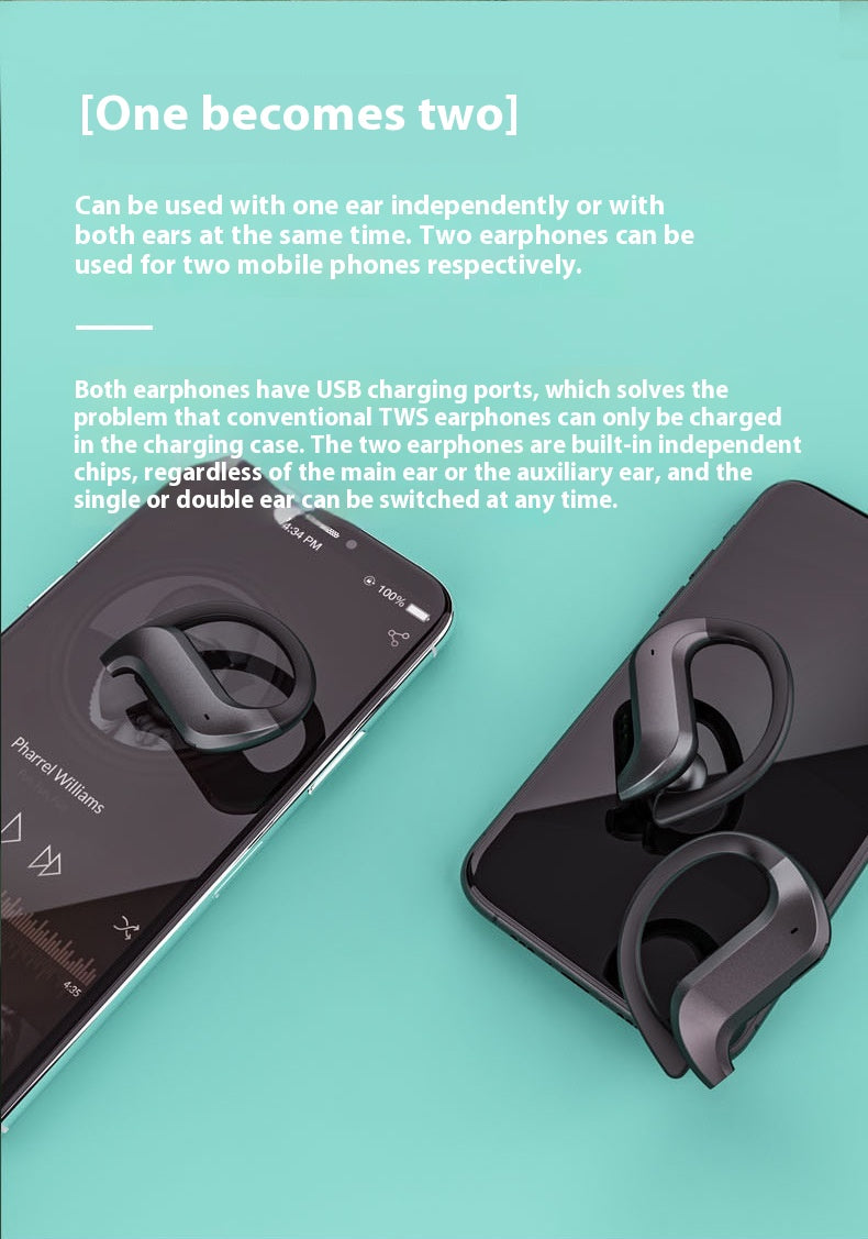 Digital Display Sports Running Wireless TWS Business Bluetooth Headset