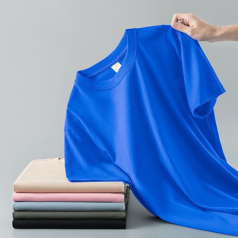 Summer Solid Color Coat Round Neck Bottoming Shirt Half-sleeve Pure Cotton T-shirt Men And Women Short Sleeve