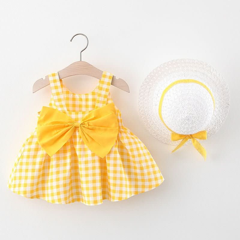 Baby Girl Plaid Skirt Fashion Girl Skirt Free Straw Hat - Eshtree
