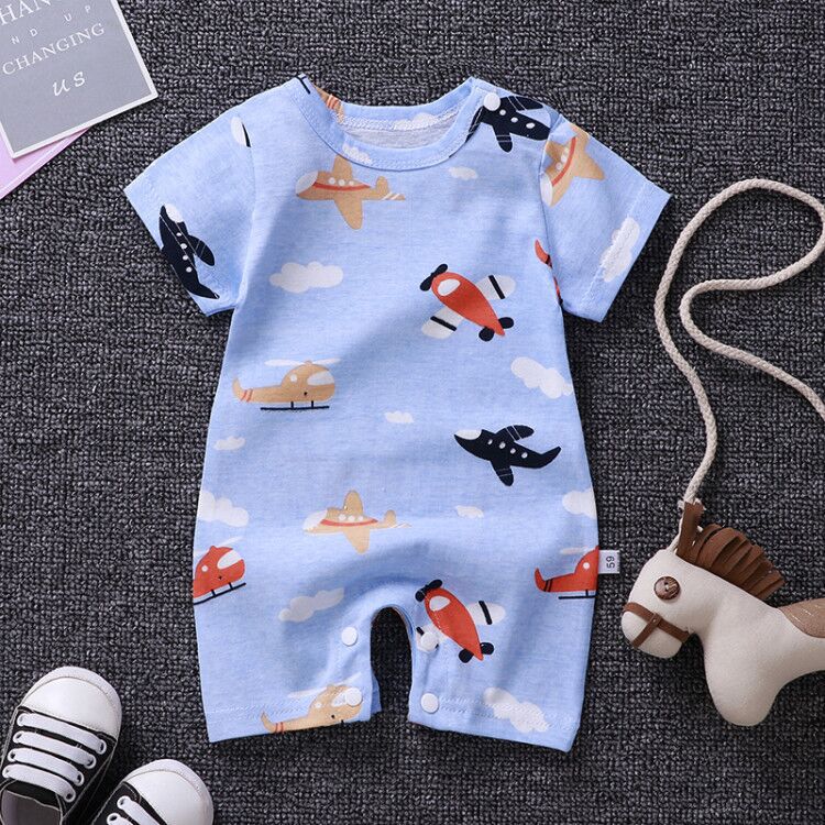 Baby One - Piece Clothes Baby Print Short - Sleeved Romper Bag Fart Suit - Eshtree