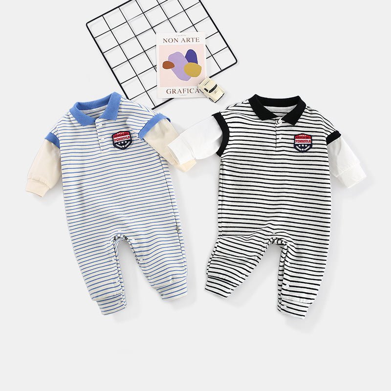Baby Onesies Striped Male Baby Newborn Clothes Baby Autumn Clothes - Eshtree