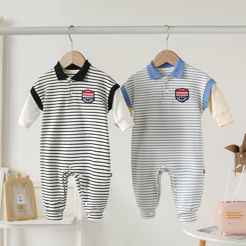 Baby Onesies Striped Male Baby Newborn Clothes Baby Autumn Clothes - Eshtree