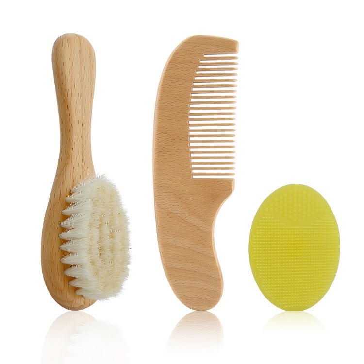 Baby Wool Brush Set, Baby Shower, Scrubbing Brush, Shower Comb - Eshtree