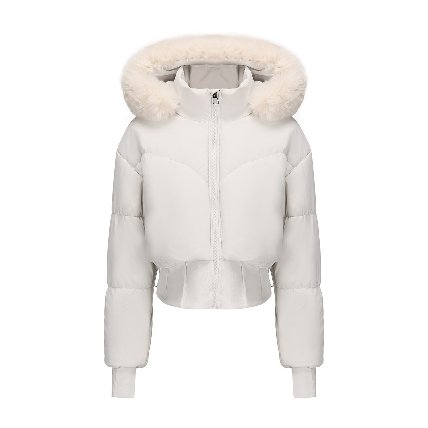 Women's Hooded Large Fur Collar Short Cotton Jacket